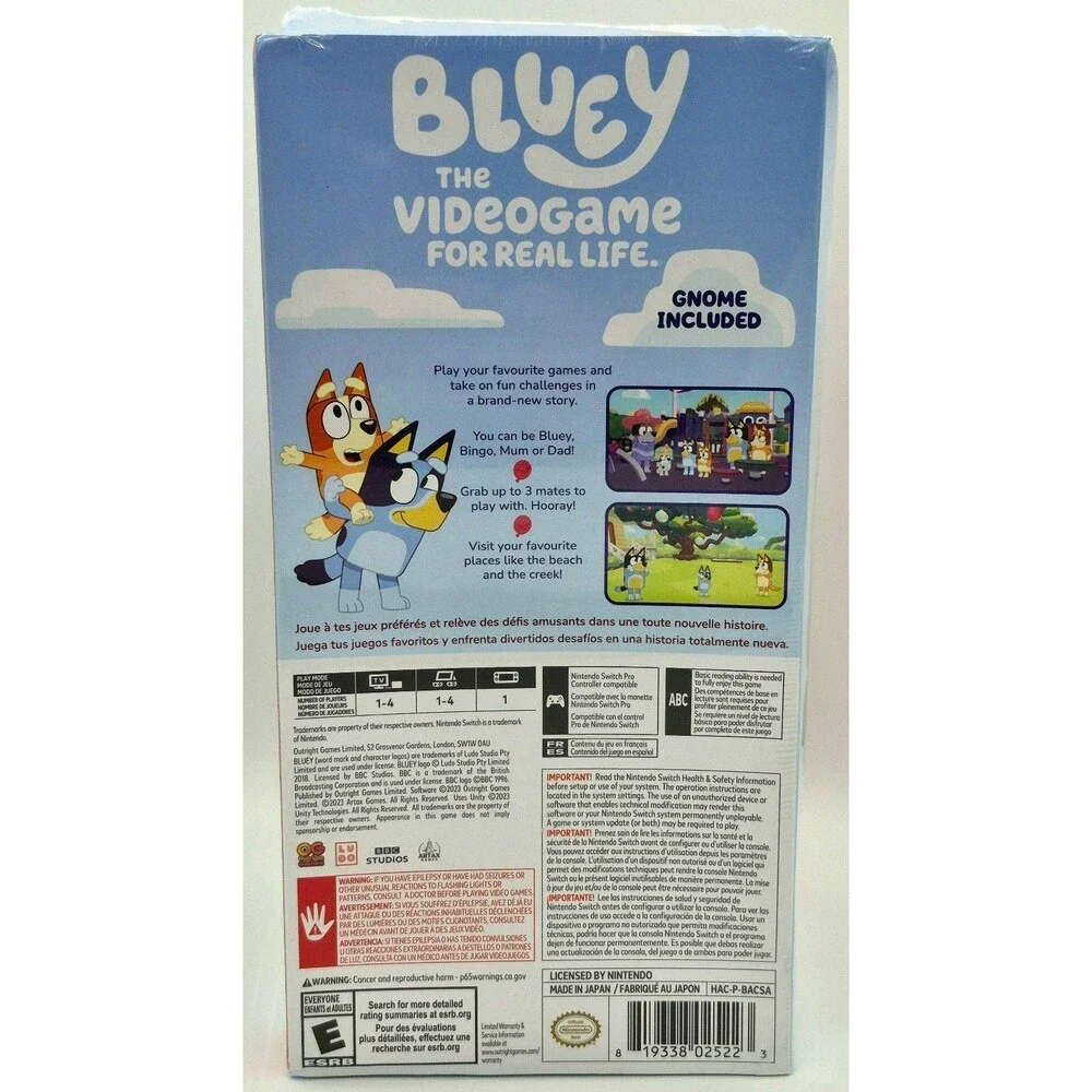 Bluey The Videogame Nintendo Switch Gnome Plush Bundle New Sealed Box Damage